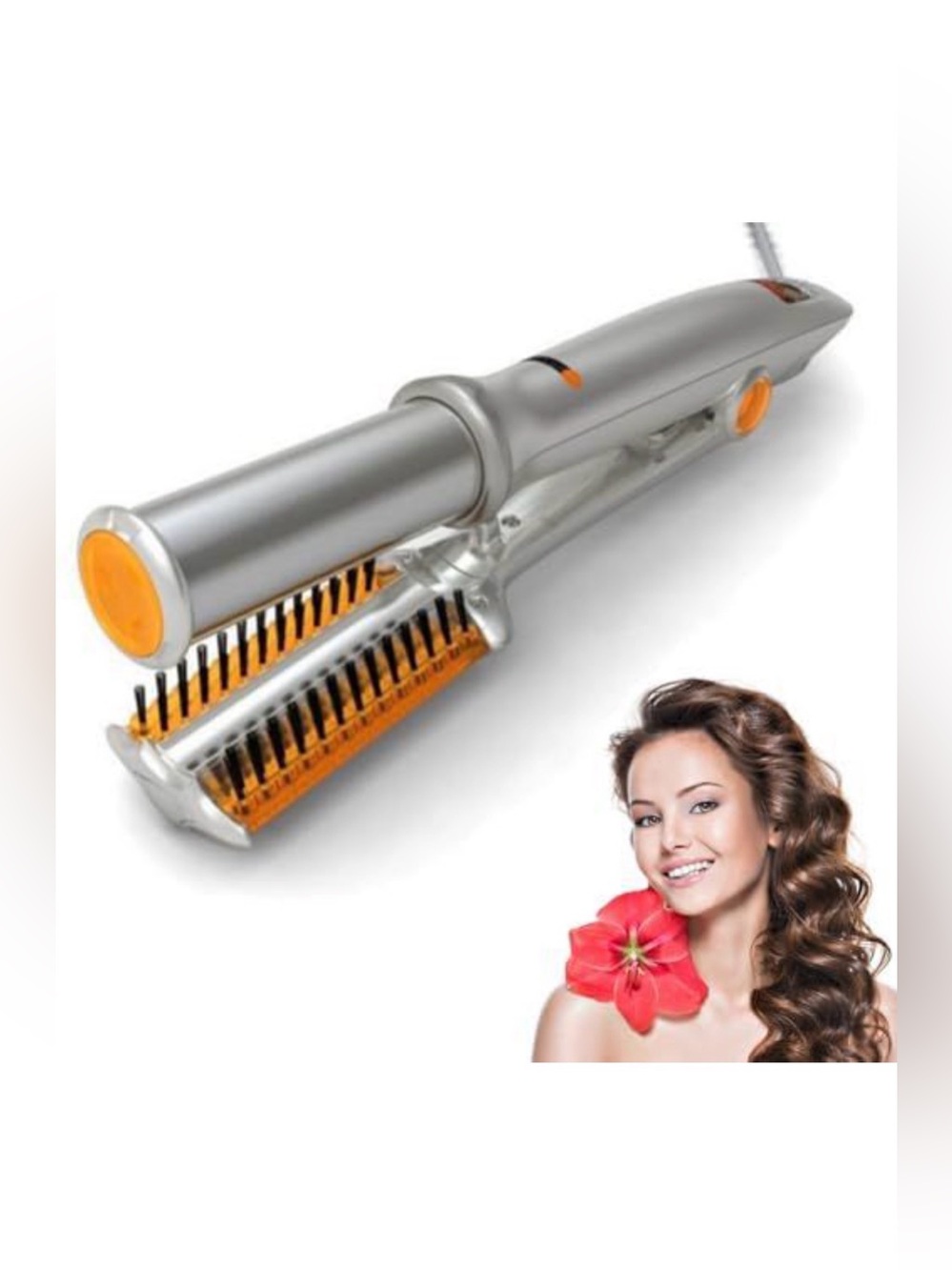 Silver & Orange 2-in-1 Women Hair Styler